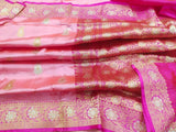 New Exclusive Pure Banarasi Handloom Khaddi Katan Silk Border Saree in Salmon - Saree - FashionVibes