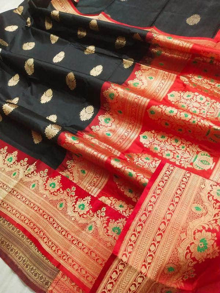 New Exclusive Pure Banarasi Handloom Khaddi Katan Silk Border Saree in - Saree - FashionVibes