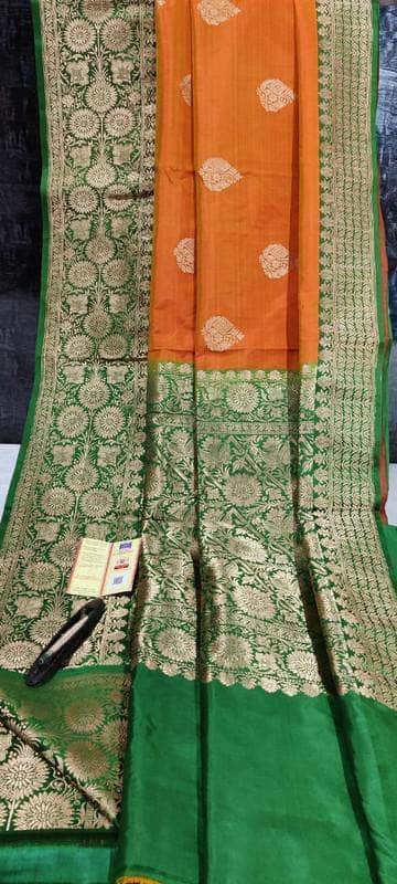 New Exclusive Pure Banarasi Handloom Khaddi Katan Silk Saree in Brown - Saree - FashionVibes