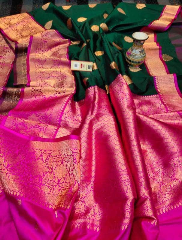 New Exclusive Pure Banarasi Handloom Khaddi Katan Silk Saree in - Saree - FashionVibes