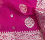 New Exclusive Pure Banarasi Silver Zari Weaved Beautiful Border Sarees in Magenta - Saree - FashionVibes