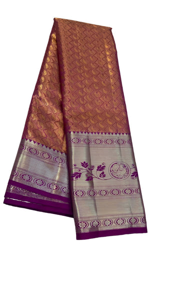 New Latest Pure Kanjivaram Silk Saree in Maroon - Saree - FashionVibes