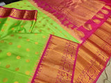New Trendy Gadwal Pure Silk Saree in LimeGreen - Saree - FashionVibes