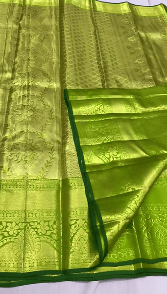 Preety Green Kanjivaram Silk Saree in - Saree - FashionVibes