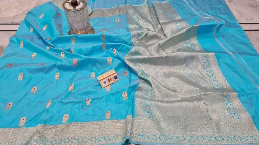 Pure Banarasi Handloom Khaddi Katan Silk Saree in - Saree - FashionVibes