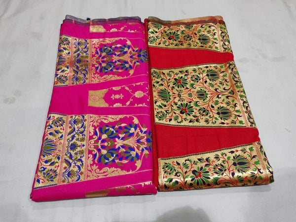 Pure Banarasi Handloom Lehenga in HotPink - Lehenga - FashionVibes