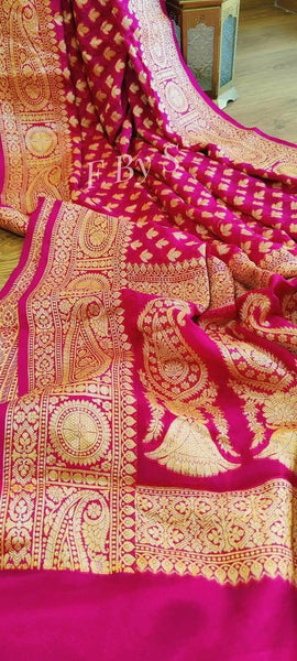 Pure Banarasi Handloom Silk Border Sarees in - Saree - FashionVibes