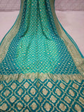 Pure Banarasi Khaddi Chiffon Georgette bandhini print Saree in Bright Blue - Saree - FashionVibes
