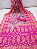 Pure Banarasi Khaddi Chiffon Georgette Silk Rainbows Dyed Saree in HotPink - Saree - FashionVibes