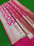 Pure Banarasi Silk Katan Jal Meenakari Saree in MediumVioletRed - Saree - FashionVibes
