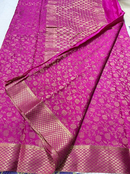 Pure Brocade South Silk Sarees in Pink - Saree - FashionVibes