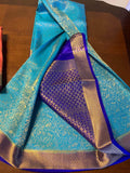 Pure Brocade South Silk Sarees with Rich Pallu in Sky Blue - Saree - FashionVibes