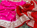 Pure chiffon  Handloom Banarasi Chiffon Khaddi Kariyal Saree in - Saree - FashionVibes