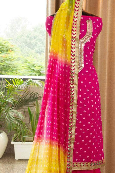 Pure Georgette Bandhini Suit in - Salwar Suit - FashionVibes