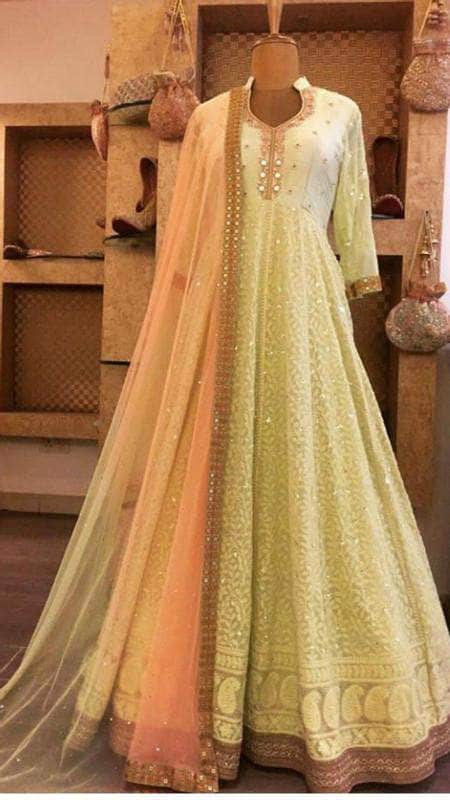 Pure Georgette Handwork Chikankari Anarkali Suit in - Salwar Suit - FashionVibes
