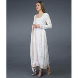 Pure Georgette Handwork Chikankari White Anarkali Suit in - Salwar Suit - FashionVibes