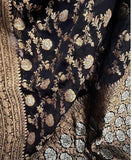 Pure Georgette Khaddi Saree in Black - Saree - FashionVibes