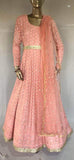 Pure Georgette Lucknowi Pink Indowestern Gown in - Gowns - FashionVibes