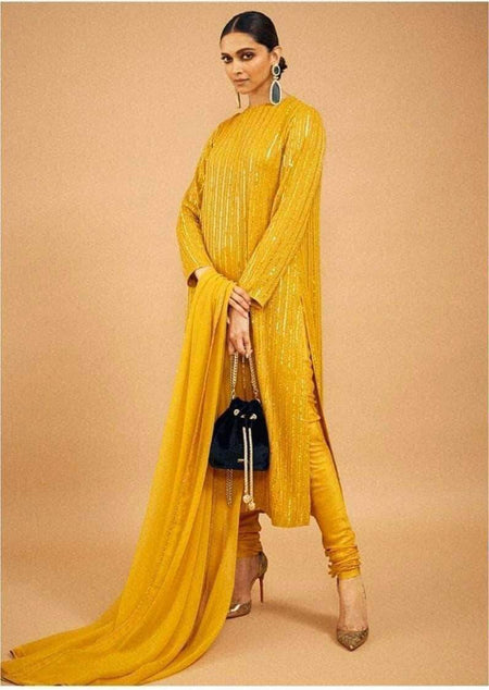 Beautiful Yellow Color Peplum style Gotta Patti Sharara Suit