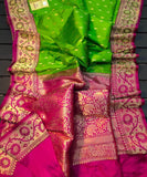 Pure Handloom Banarasi Silk Saree with meenakari work in - - FashionVibes