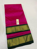 Pure Kanchipuram Handloom Silk Saree in MediumVioletRed - Saree - FashionVibes