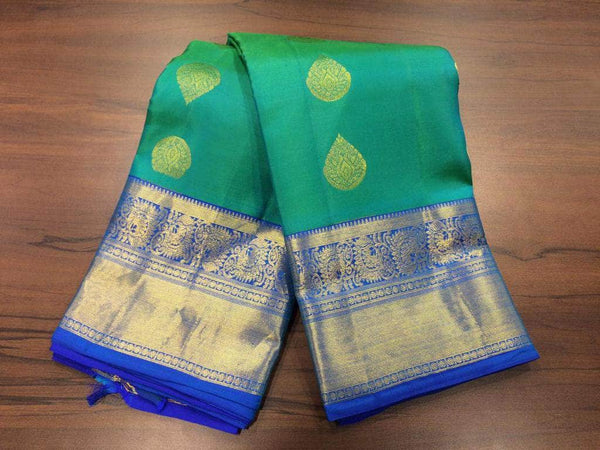 Pure Kanchipuram Silk Silver Zari Saree in - Saree - FashionVibes