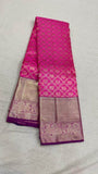 Pure Kanjivaram Silk Saree in MediumVioletRed - Saree - FashionVibes
