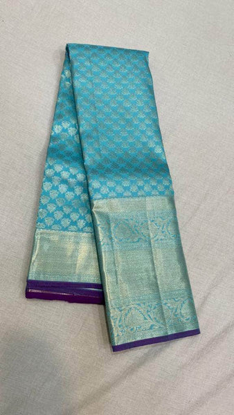 Pure Kanjivaram Silk Saree in SkyBlue - Saree - FashionVibes