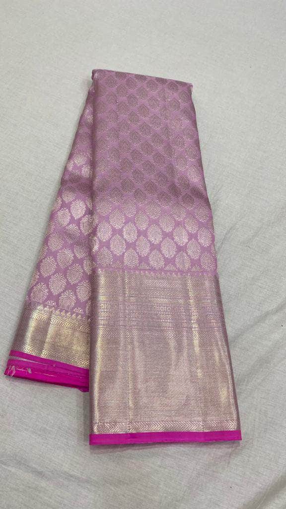 Pure Kanjivaram Silk Saree in Thristle - Saree - FashionVibes