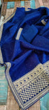 Pure Organza Silk Saree in Blue - Saree - FashionVibes