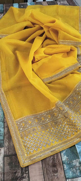 Pure Organza Silk Saree in - Saree - FashionVibes