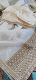 Pure Organza Silk Saree in White - Saree - FashionVibes