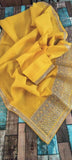 Pure Organza Silk Saree in Yellow - Saree - FashionVibes