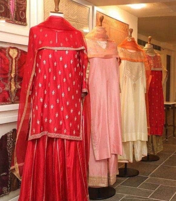 Pure Silk Kurti and Sharara Pant in - Salwar Suit - FashionVibes