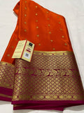 Pure South Silk Sarees with Rich Pallu in Orange - Saree - FashionVibes