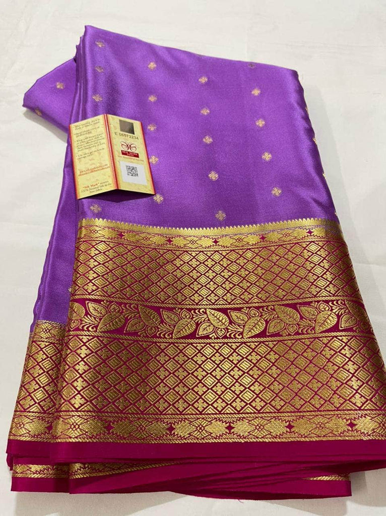 Pure South Silk Sarees with Rich Pallu in Purple - Saree - FashionVibes