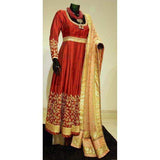 Raw silk Bridal Anarkali Lehenga in - Custom Salwar suit and Lehenga - FashionVibes