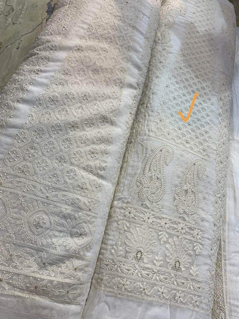 Semi stitched Chikankari Anarkali Wedding Suit in - Salwar Suit - FashionVibes