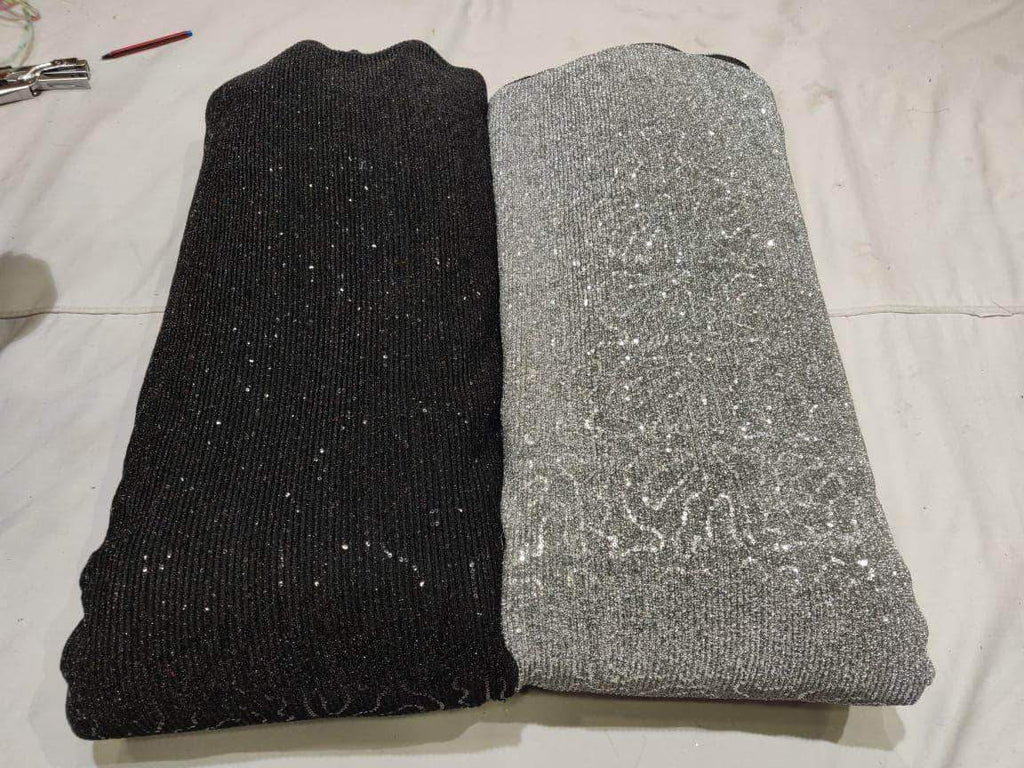 Sequin Shimmer Custom Saree in Grey - Saree - FashionVibes