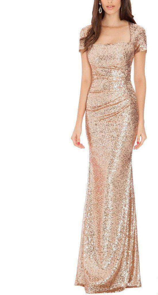 Buy gold strappy sequin one shoulder cutout prom dress with side slit  online at JJsprom.com