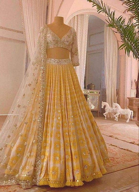 Pure Georgette Lehenga with Silver Sequin Embroidery