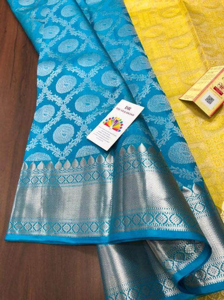 Silver Zari  Designer Kancheepuram Bridal Silk Saree in - Saree - FashionVibes