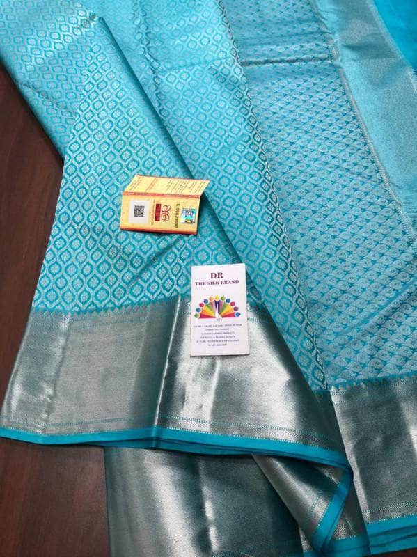 Silver Zari  Designer Kancheepuram Bridal Silk Saree in - Saree - FashionVibes