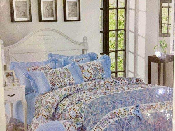 Soft Cotton Comforter set in Blue and White - - FashionVibes