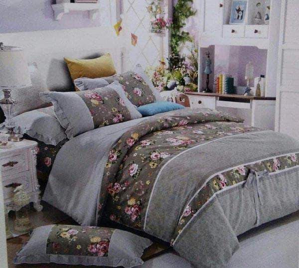 Soft Cotton Comforter set in Grey - - FashionVibes