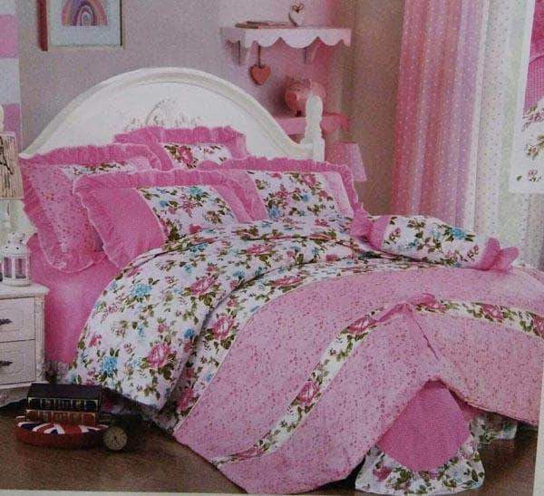 Soft Cotton Comforter set in Pink and White - - FashionVibes