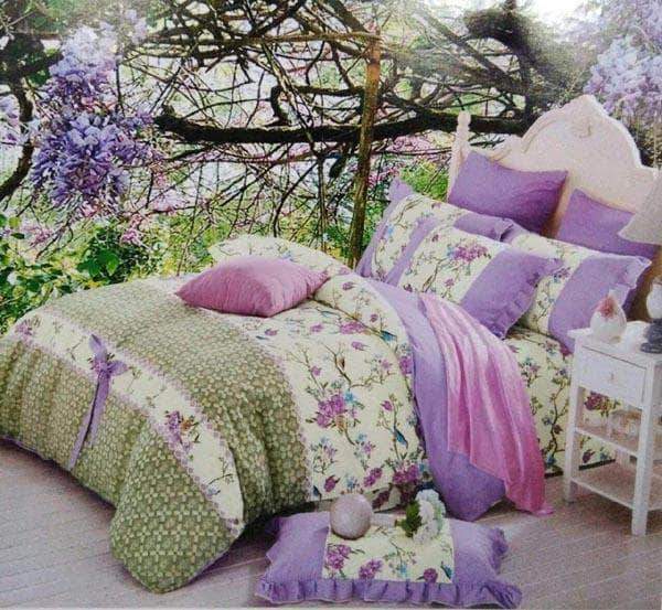 Soft Cotton Comforter set in Purple - - FashionVibes