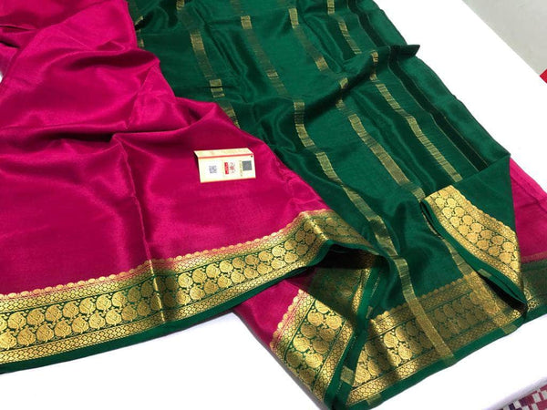 South Silk Saree in Magenta - Saree - FashionVibes