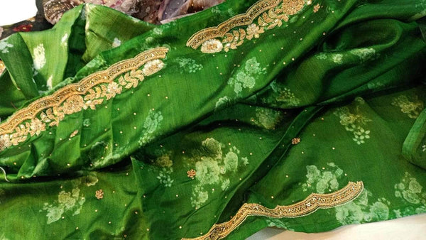 Stylish Pure Organza Saree in Green - Saree - FashionVibes