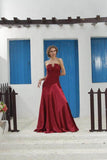 Tango Red Satin Dress in - Gowns - FashionVibes